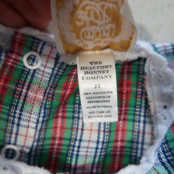 The Beaufort Bonnet Company Christmas Holiday Plaid Nightgown / Dress Size 2T - Picture 7 of 7